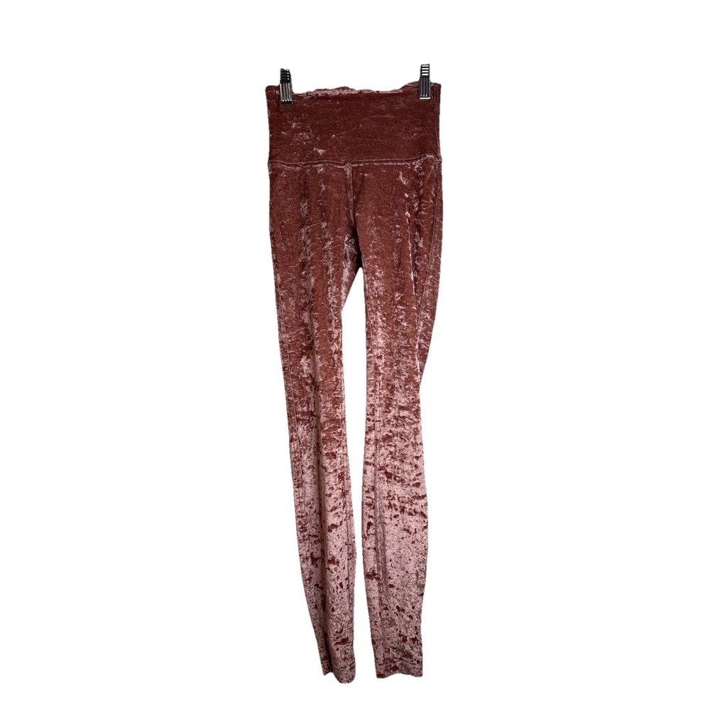 Lululemon Pink Crushed Velvet‎ Wunder Lounge Leggings Soft Comfy Size 0